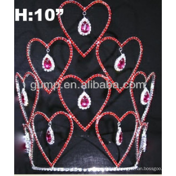 Rote Herzrhinestone-Tiara-Krone